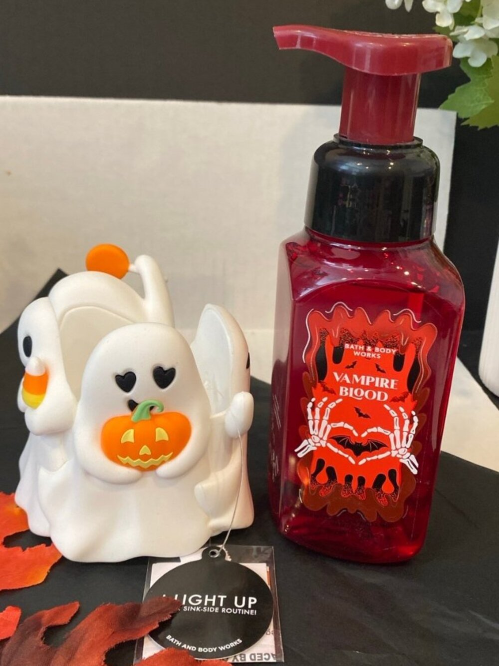 Bath & Body Works Light-up Ghost Foaming Hand Soap Holder & Vampire Blood Soap
